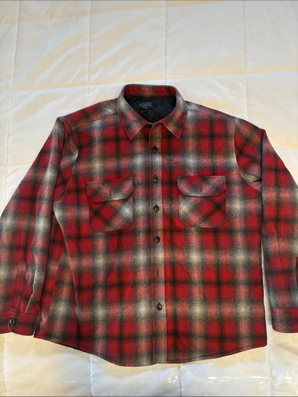 Vintage Pendleton Men’s Quilted CPO Wool Shirt Jacket XXL small tear Right elbow